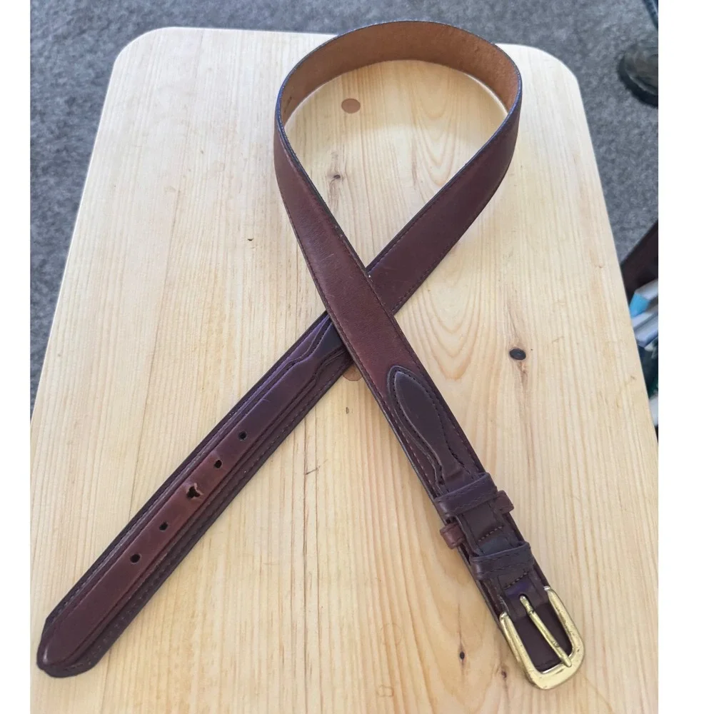 Brighton Brown Leather Equestrian Ranger Belt Made in USA 34 35307 1990's VTG